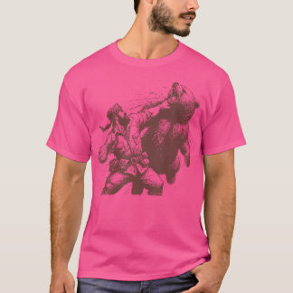 Bear Funny Man Punching Bear Retro Vintage Hunting T-Shirt
