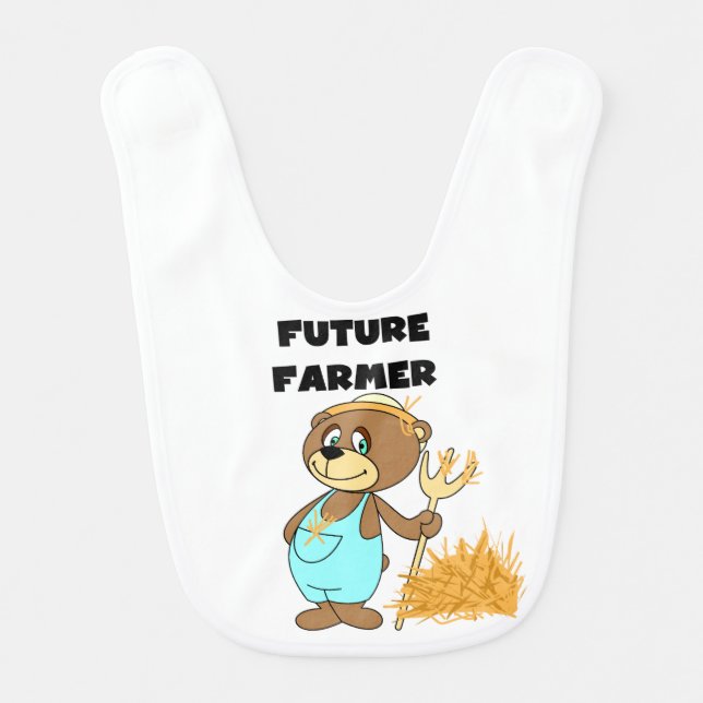 Bear Future Farmer Baby Bib (Front)