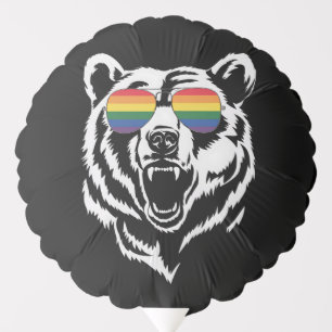Bear Gay LGBTQ Rainbow Sunglasses Pride Flag Balloon