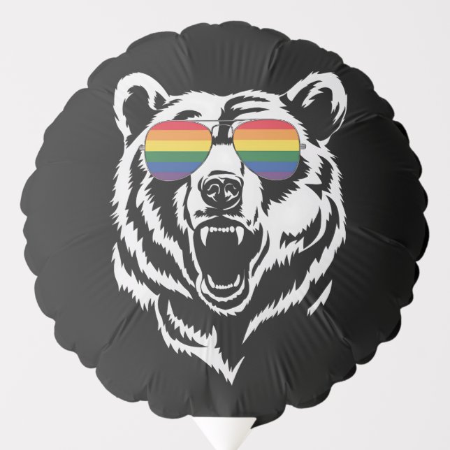 Bear Gay LGBTQ Rainbow Sunglasses Pride Flag Balloon (Front)