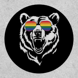 Bear Gay LGBTQ Rainbow Sunglasses Pride Flag Patch