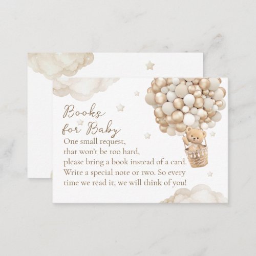 Bear Gender Neutral Baby Shower Book Request Enclosure Card