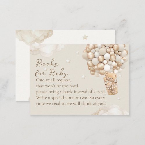 Bear Gender Neutral Baby Shower Book Request Enclosure Card