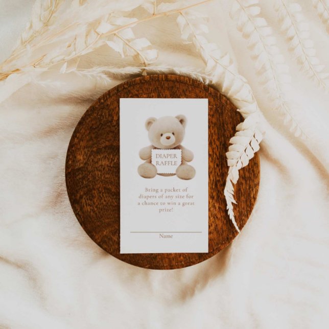 Bear Gender Neutral Diaper Raffle Ticket Enclosure Card (Creator Uploaded)