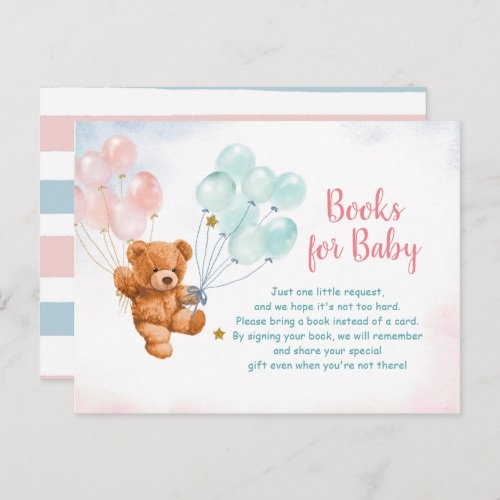 Bear Gender Reveal Animals Books for baby Invitati Invitation Postcard