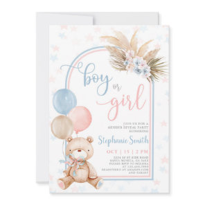 Bear Gender Reveal Baby Shower Invitation