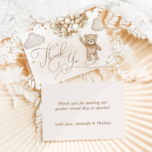 Bear Gender Reveal Baby Shower Thank You Card
