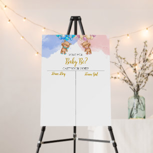 Bear Gender reveal Boy or Girl chart Foam Board