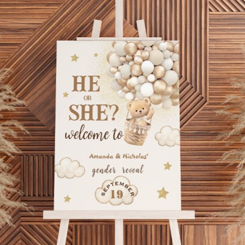 Bear Gender Reveal Neutral Welcome Sign