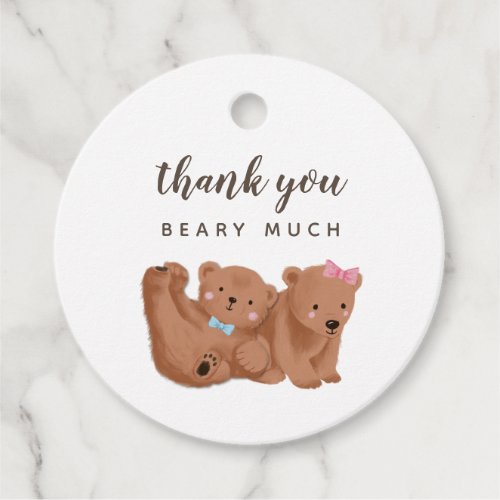 Bear Gender Reveal Party Thank You Beary Much Favor Tags
