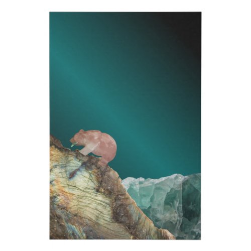 Bear getting a fish dinner in the sea of crystals faux canvas print