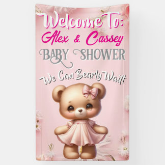 Bear Girl Baby Shower Banner