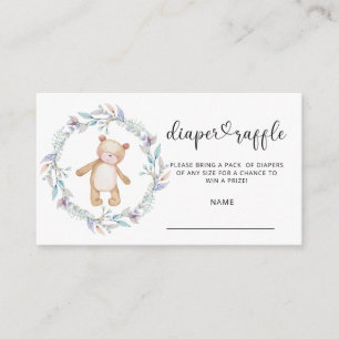 Bear girl diaper raffle ticket enclosure card