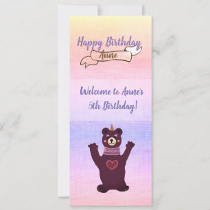 Bear Girl's Birthday Party Invitations