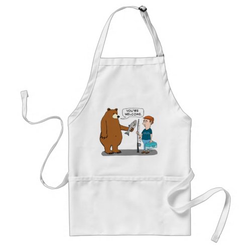 Bear Gives a Man a Fish Adult Apron