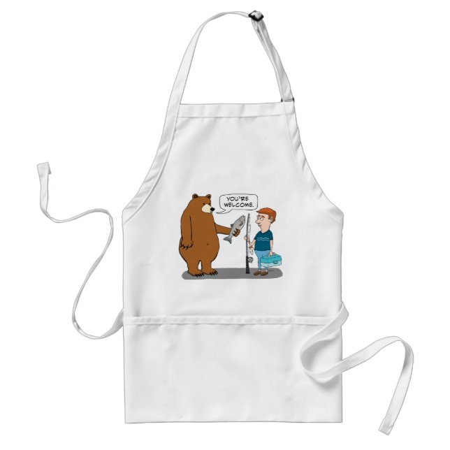 Bear Gives a Man a Fish Adult Apron (Front)