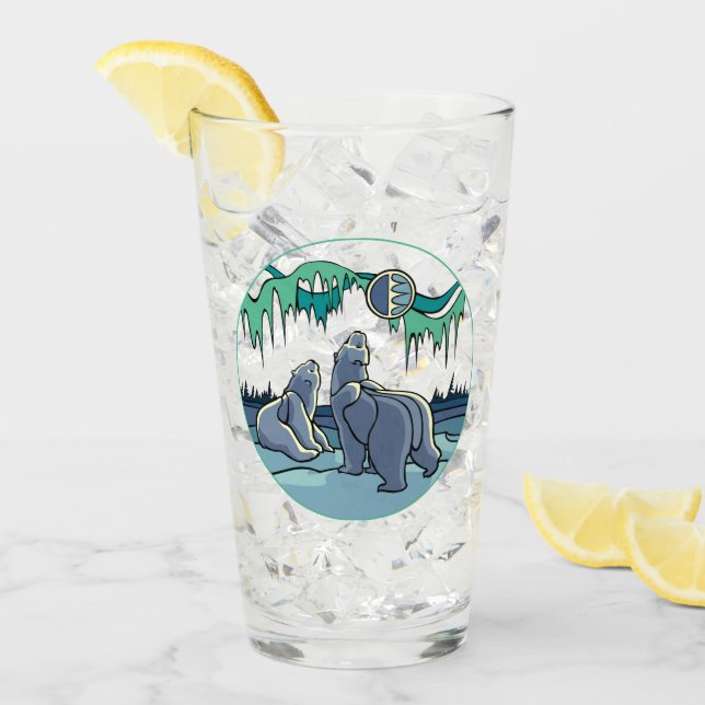 Bear Glass Northen Lights Bear Glass Personalized (Front Ice)