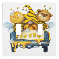 Bear, Gnome, Bee Double Light Switch Cover