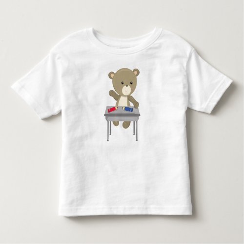 Bear Going To School Brown Bear Cute Bear Desk Toddler T_shirt