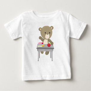 Bear Going To School, Cute Bear, Brown Bear, Desk Baby T-Shirt