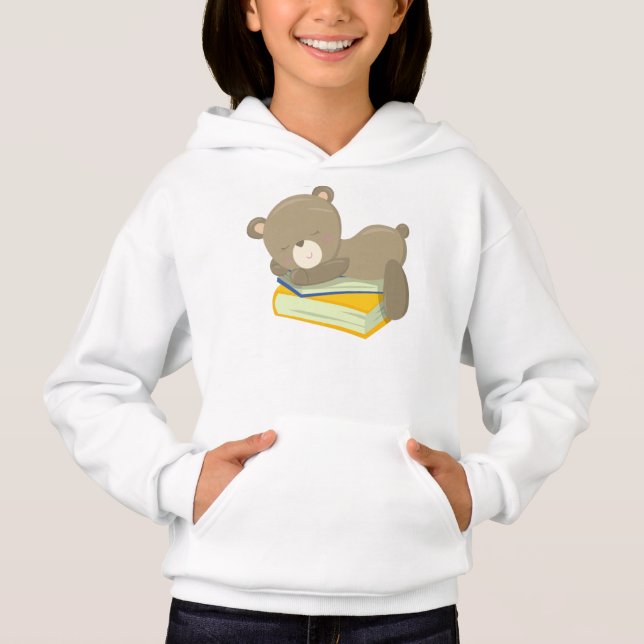 Bear Going To School, Cute Bear, Sleeping Bear Hoodie (Front)