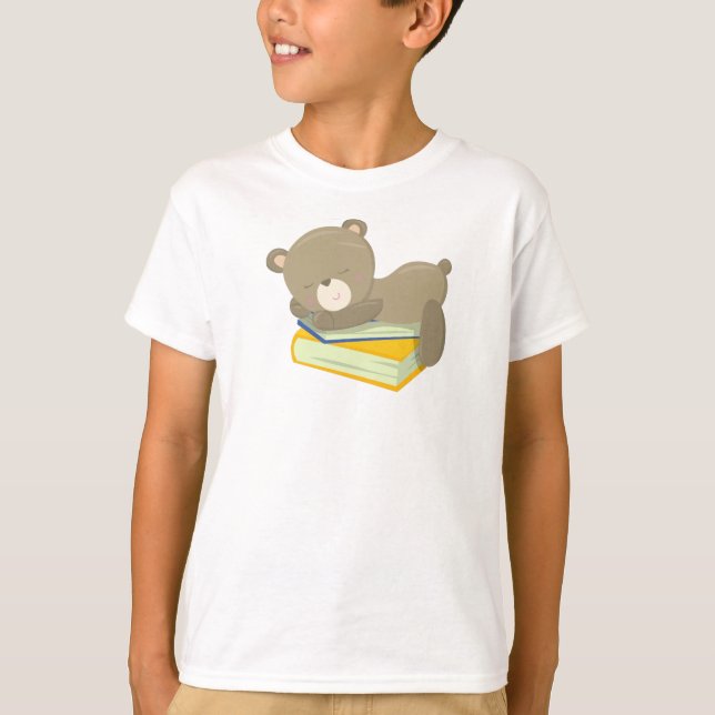 Bear Going To School, Cute Bear, Sleeping Bear T-Shirt (Front)