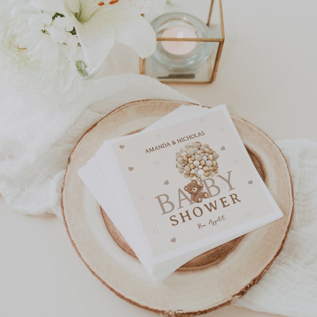 Bear Gold Balloons Baby Shower Napkins (Creator Uploaded)