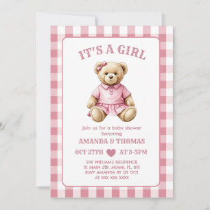 Bear Golf Girl Baby Shower Invitation