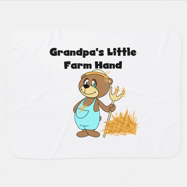 Bear Grandpa's Little Farm Hand Baby Blanket (Horizontal)