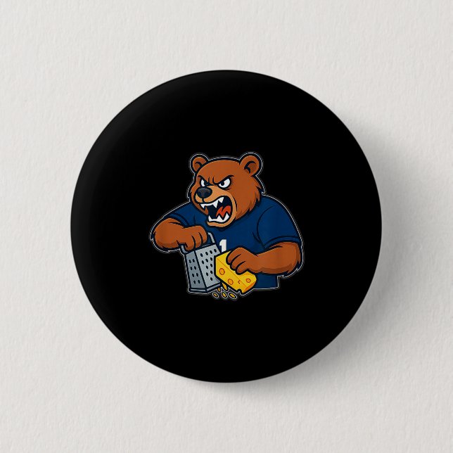 Bear Grating Cheese Funny  Button (Front)
