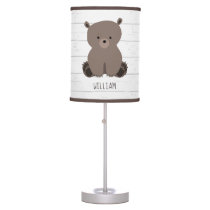 Bear Gray Wood Personalized Lamp