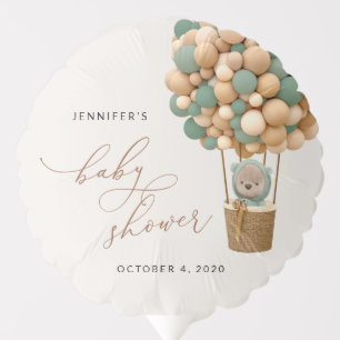 Bear, Green Balloons, Hot Air Balloon, Baby Shower Balloon