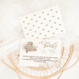 Bear Green Hoodie Baby Shower Book Request Enclosure Card