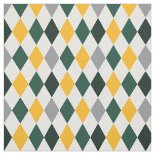 Bear Green & Yellow Argyle Pattern Fabric