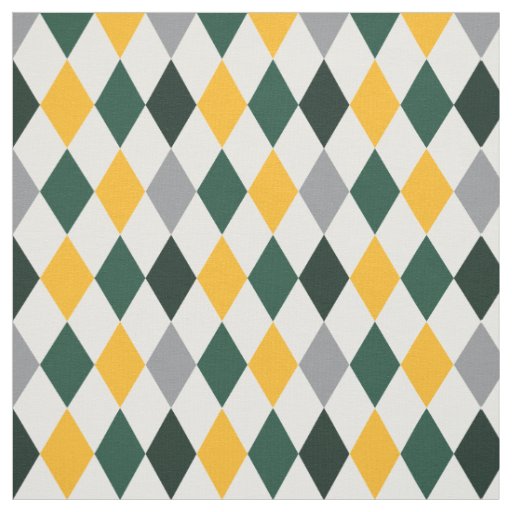 Bear Green & Yellow Argyle Pattern Fabric