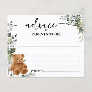 Bear Greenery Advice Mom & Dad Baby Shower Card Flyer