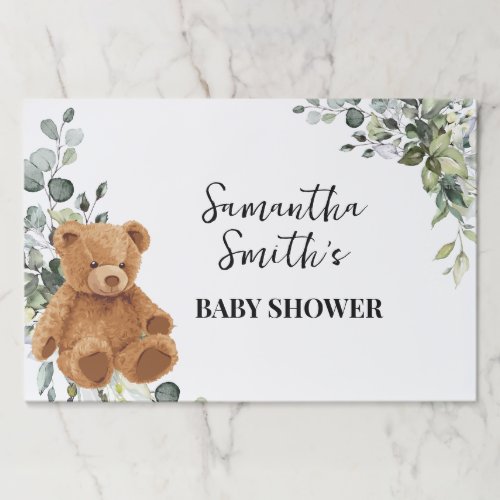 Bear Greenery Baby Shower Tear Away Placemat