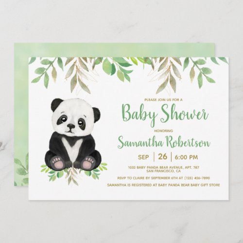Bear Greenery Gender Neutral Baby Shower Invitation