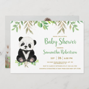 Bear Greenery Gender Neutral Baby Shower Photo Invitation