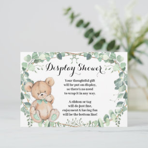 Bear Greenery Gold Display Baby Shower Enclosure Card