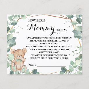 Bear Greenery How Big is Mom's Belly Shower Card Flyer