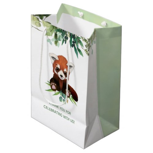 Bear Greenery Watercolor Neutral Baby Shower Favor Medium Gift Bag