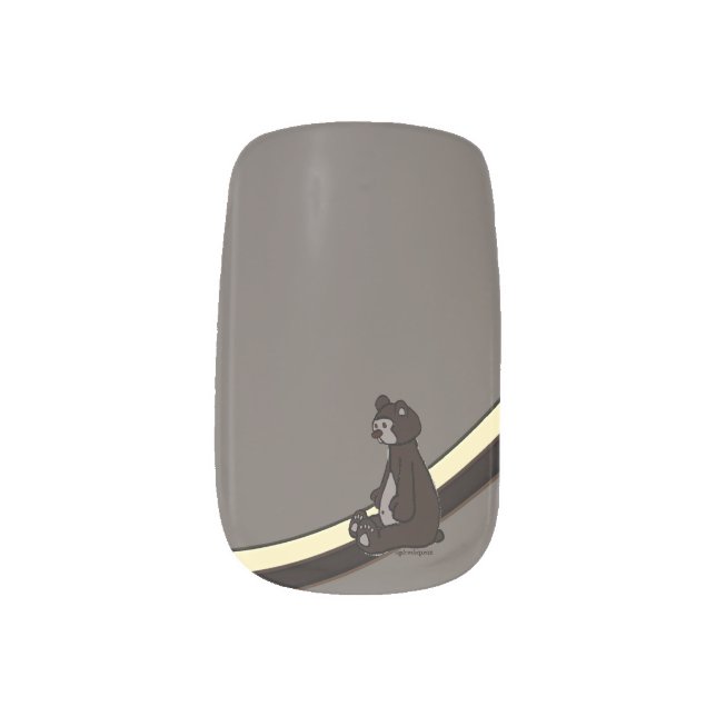 Bear Grey Minx Nail Art  (Left Thumb)