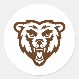 Bear Grizzly Brown Rustic Woodland Folk Animals Classic Round Sticker