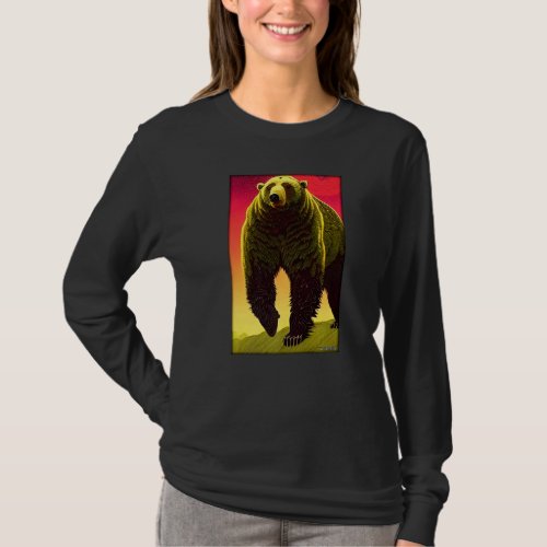 Bear grizzly predator forest wildlife animal 2 T_Shirt