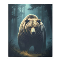 Bear Guardian of the Forest Under Moonlight