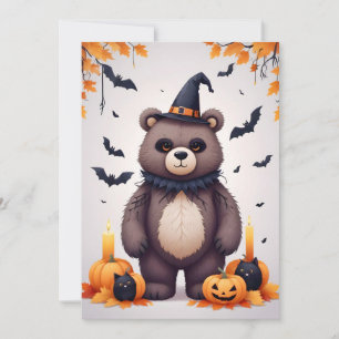 Bear Halloween Cute Adorable Funny Animal Cartoon Invitation