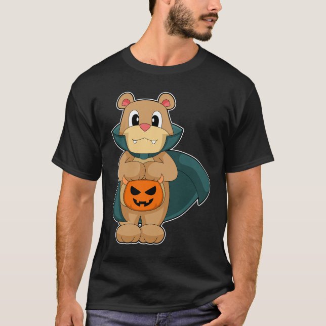 Bear Halloween Vampire Pumpkin T-Shirt (Front)