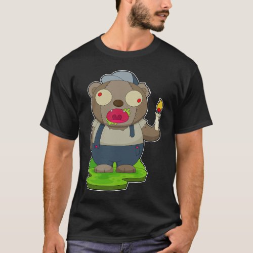 Bear Halloween Zombie Candle T_Shirt