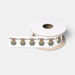 Bear Happy Halloween Cauldron Bat Satin Ribbon